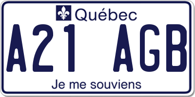 QC license plate A21AGB