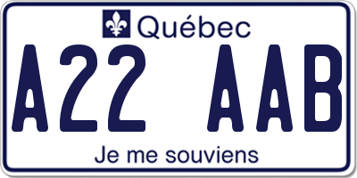 QC license plate A22AAB