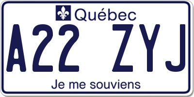 QC license plate A22ZYJ