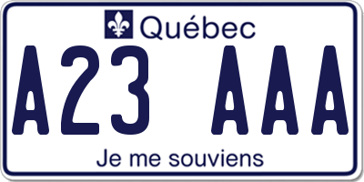 QC license plate A23AAA