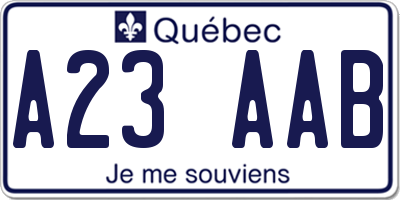 QC license plate A23AAB