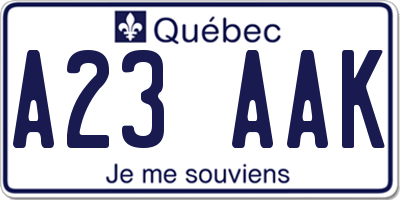 QC license plate A23AAK