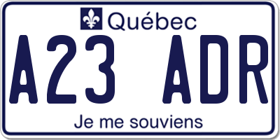 QC license plate A23ADR