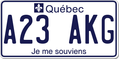 QC license plate A23AKG