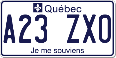 QC license plate A23ZXO