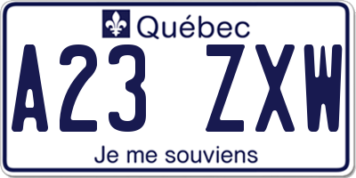 QC license plate A23ZXW