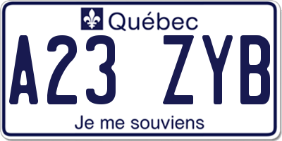 QC license plate A23ZYB