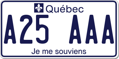 QC license plate A25AAA