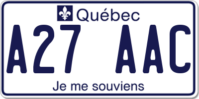 QC license plate A27AAC