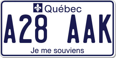 QC license plate A28AAK