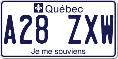 QC license plate A28ZXW