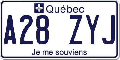 QC license plate A28ZYJ