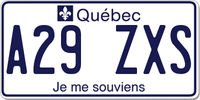 QC license plate A29ZXS