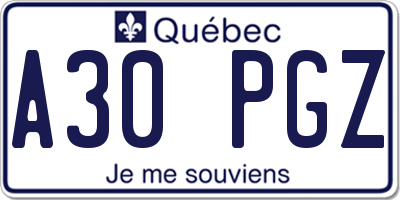 QC license plate A30PGZ