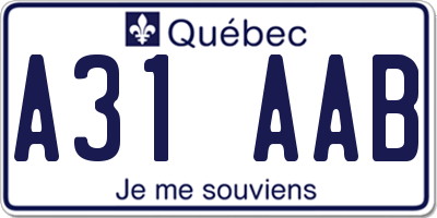 QC license plate A31AAB