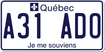 QC license plate A31ADO