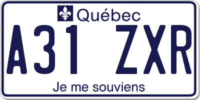 QC license plate A31ZXR