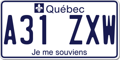 QC license plate A31ZXW