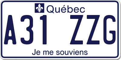 QC license plate A31ZZG