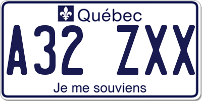 QC license plate A32ZXX