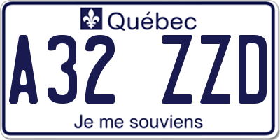 QC license plate A32ZZD