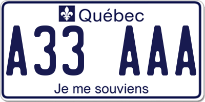 QC license plate A33AAA