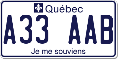 QC license plate A33AAB