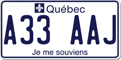 QC license plate A33AAJ