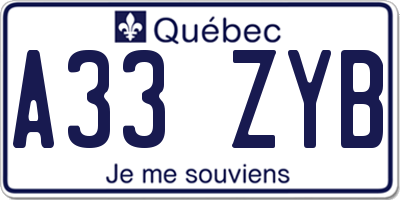QC license plate A33ZYB