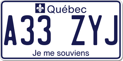 QC license plate A33ZYJ