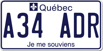 QC license plate A34ADR
