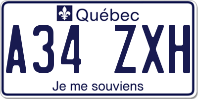 QC license plate A34ZXH