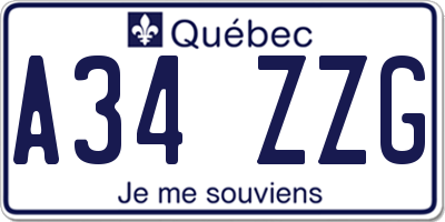 QC license plate A34ZZG