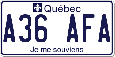 QC license plate A36AFA