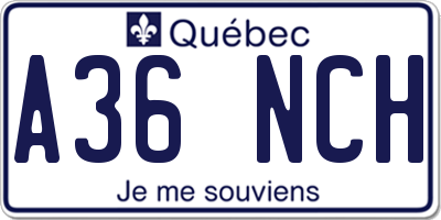 QC license plate A36NCH