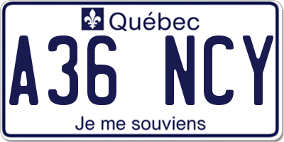 QC license plate A36NCY