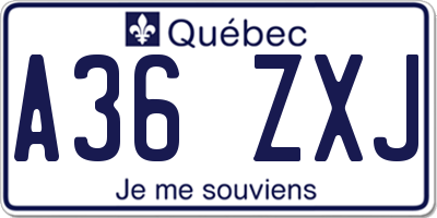 QC license plate A36ZXJ