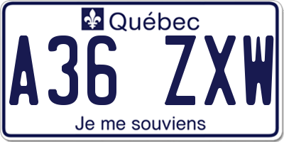 QC license plate A36ZXW