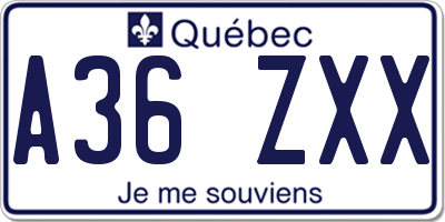 QC license plate A36ZXX