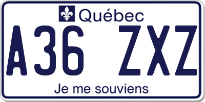 QC license plate A36ZXZ