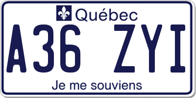 QC license plate A36ZYI