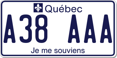 QC license plate A38AAA