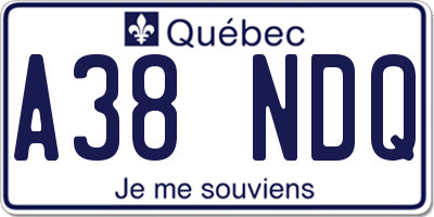 QC license plate A38NDQ