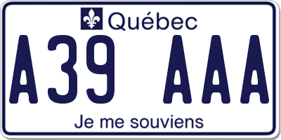 QC license plate A39AAA