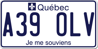 QC license plate A39OLV