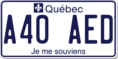 QC license plate A40AED
