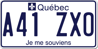 QC license plate A41ZXO