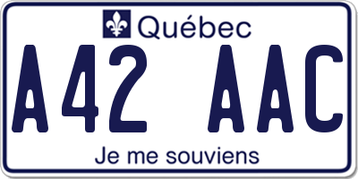 QC license plate A42AAC