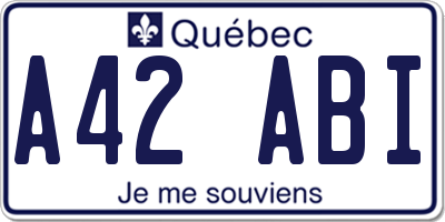 QC license plate A42ABI