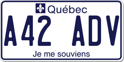 QC license plate A42ADV